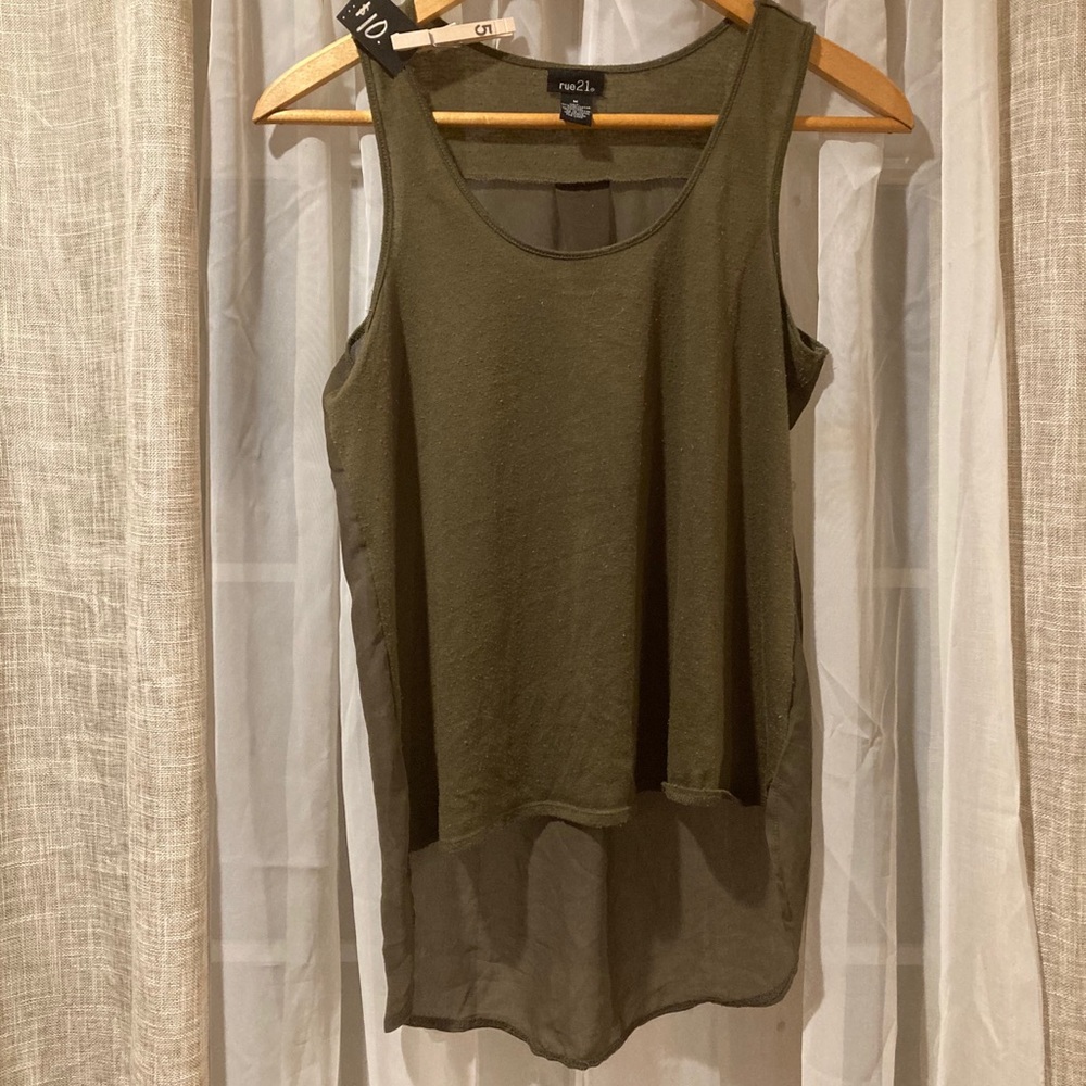 Green sheer back tank top